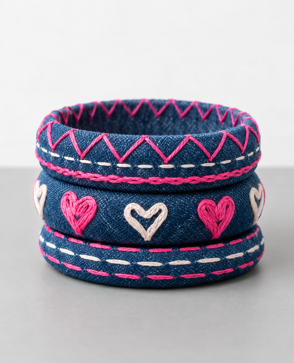 Denim Hearts Bangles