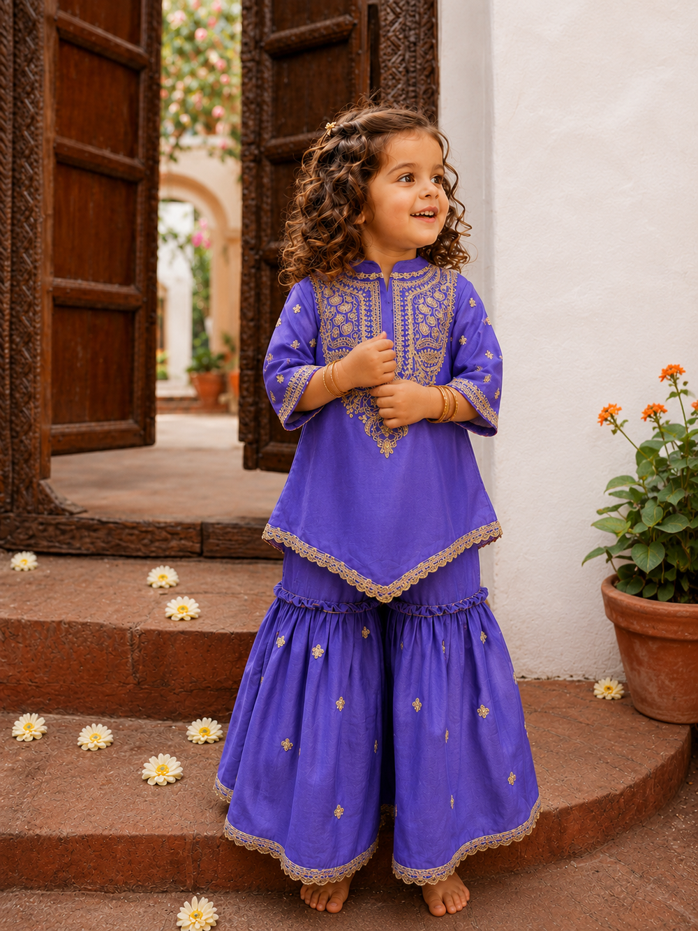 Lavender Zari Sharara Set