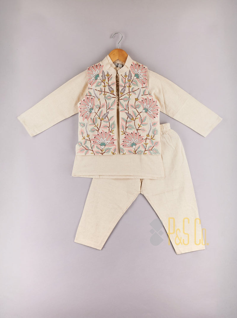 Floral Embroidered Jacket Set