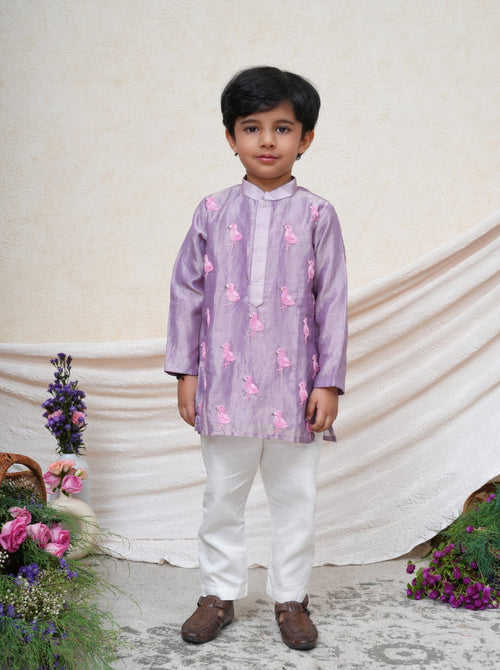 Lavender Flamingo Kurta Set