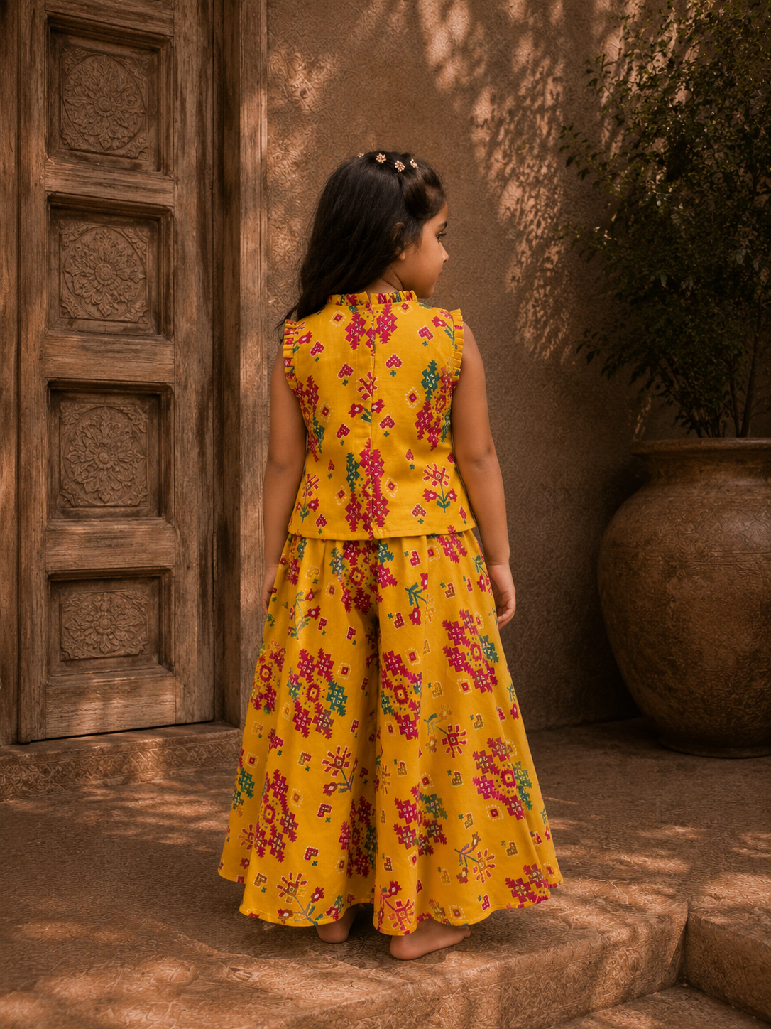 Yellow Patola Printed Top and Pants