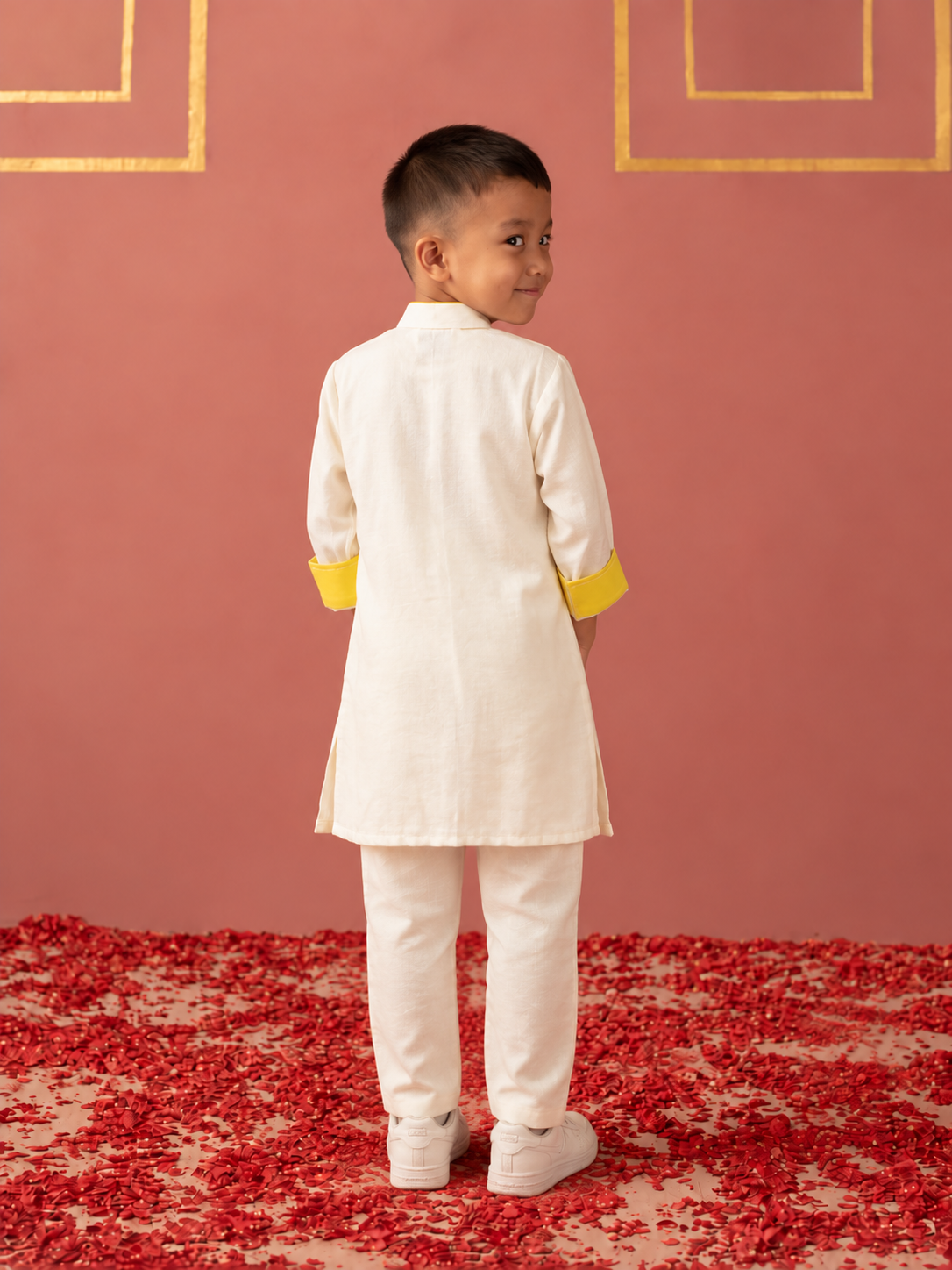 White and Yellow Pataka Kurta Pj