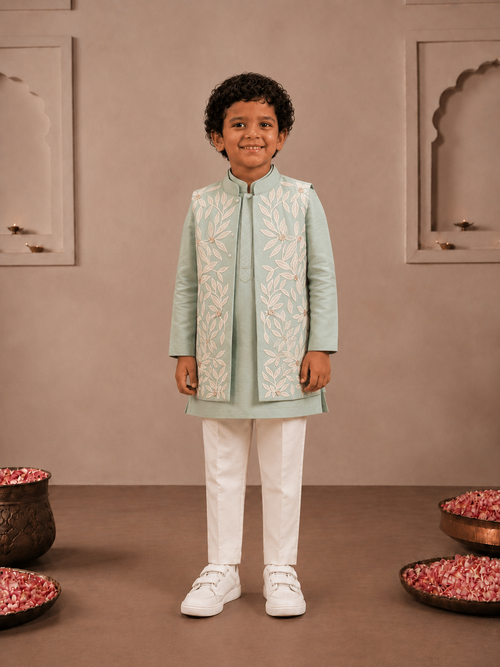 Mint Green Appliqué Jacket set