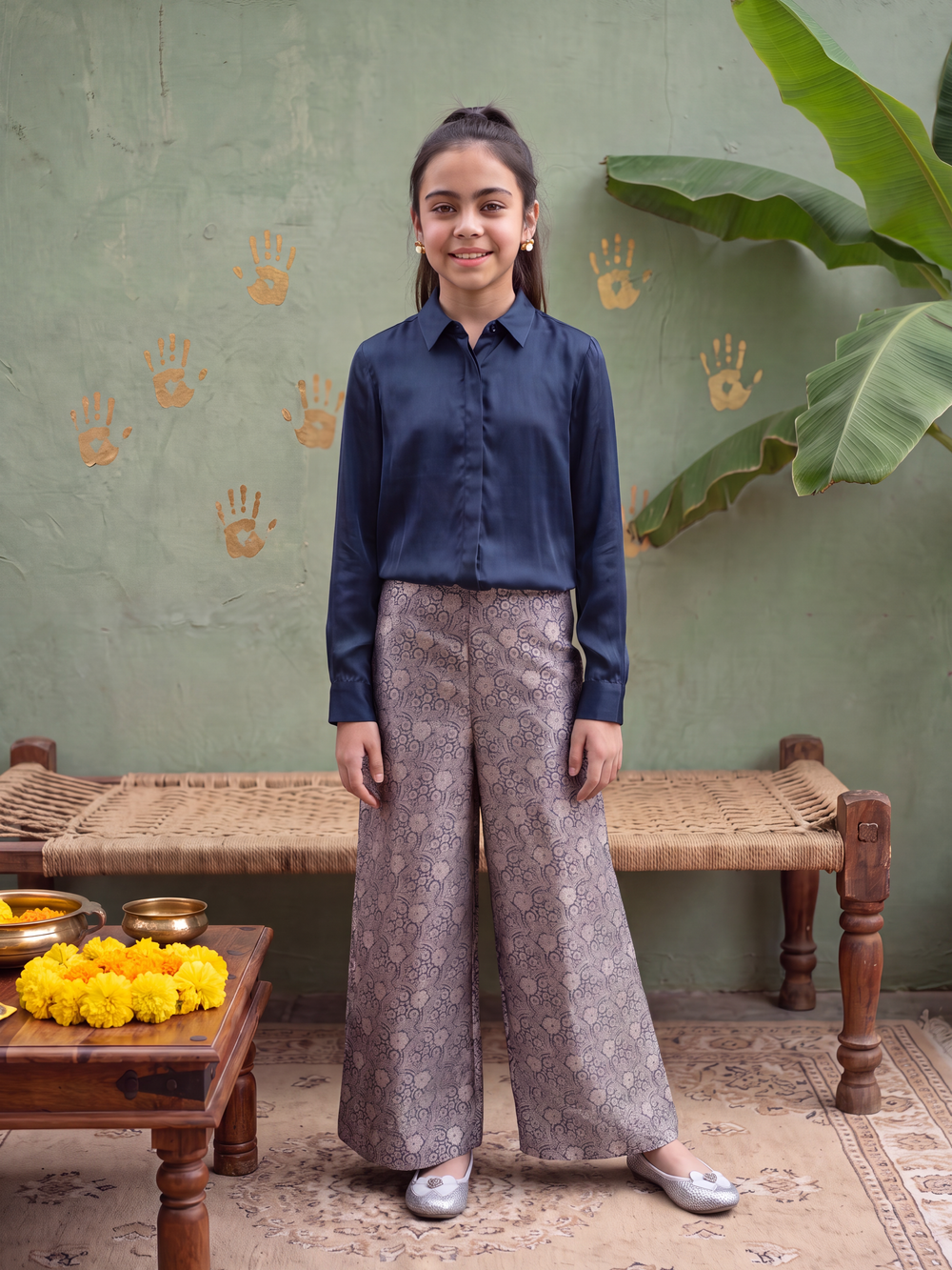 Silk Shirt and Brocade Pants