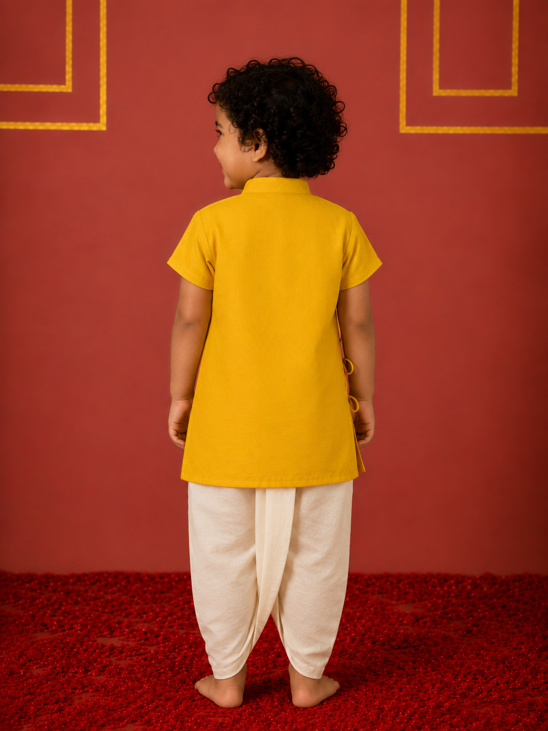 Yellow Ganpati Angrakha dhoti kurta