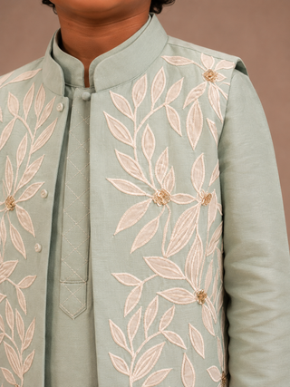 Mint Green Appliqué Jacket set