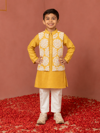 Mustard Embroidered Jacket Set