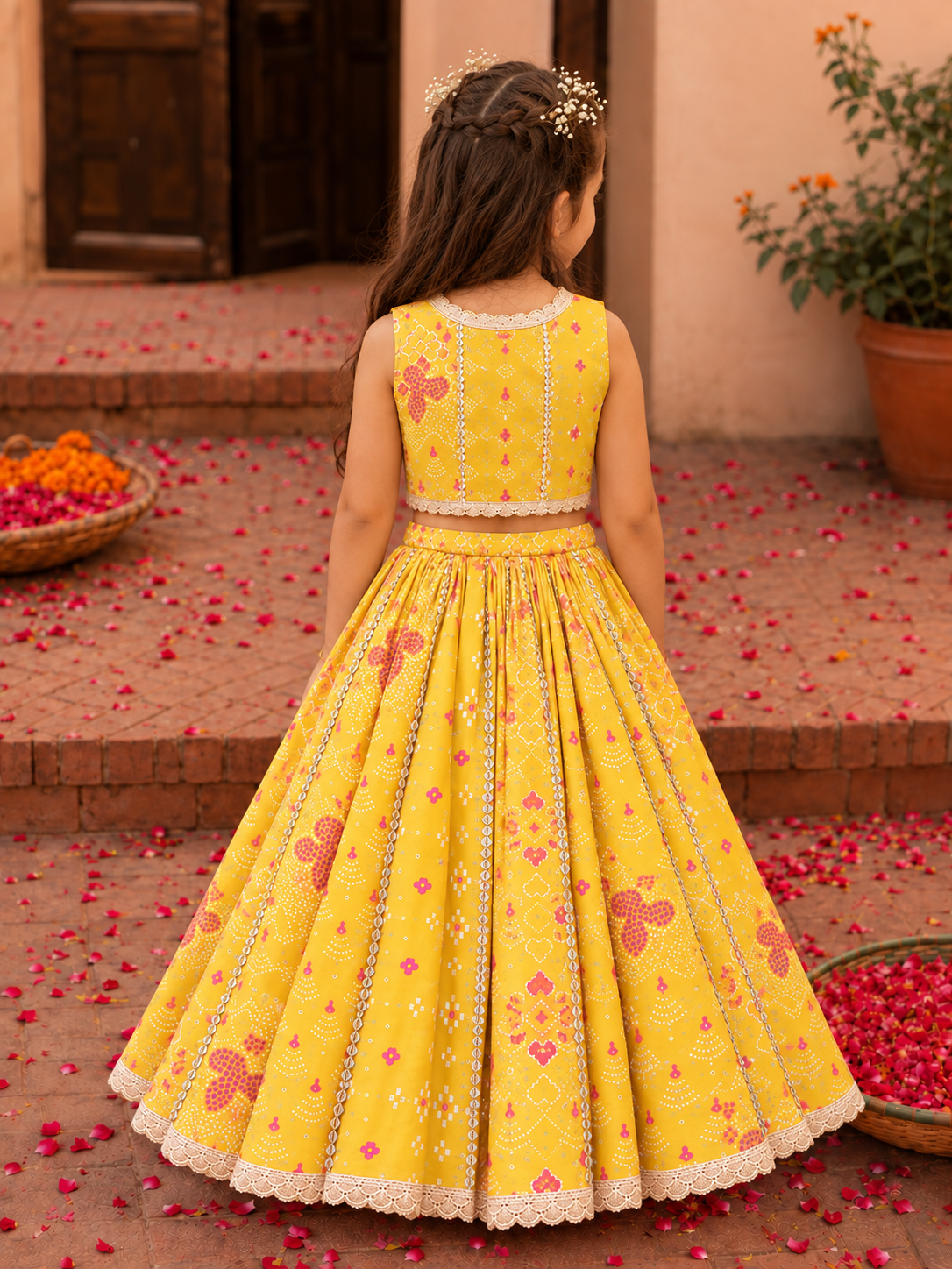 Mustard Gota Chanderi Lehenga