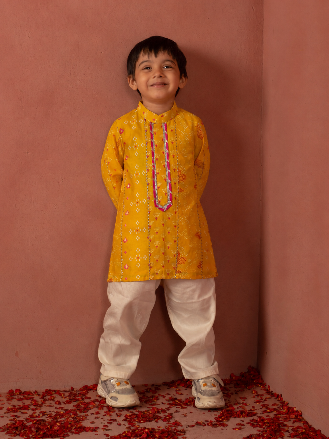 Mustard Chanderi Gota Kurta Pj