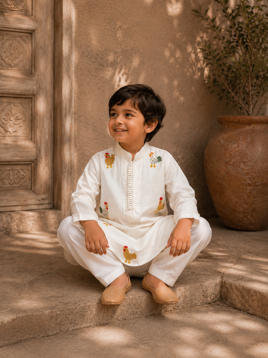 White Murga Embroidered Kurta Set