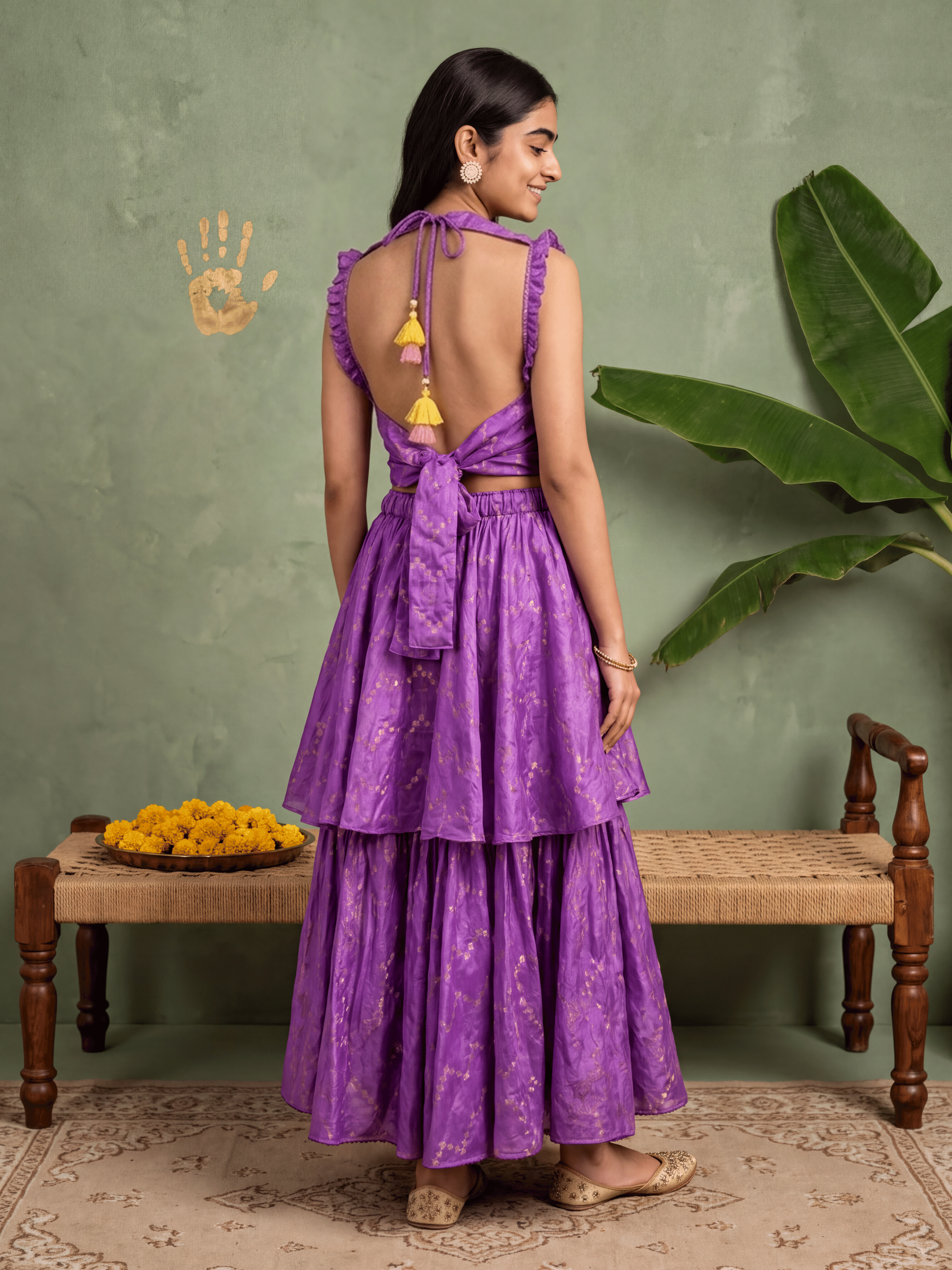 Lavender Halter lehenga