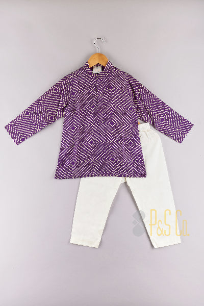 Purple Bundhaj  jacket Kurta and Pyjama