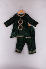 Floral embroidered Velvet Kurti And Pant