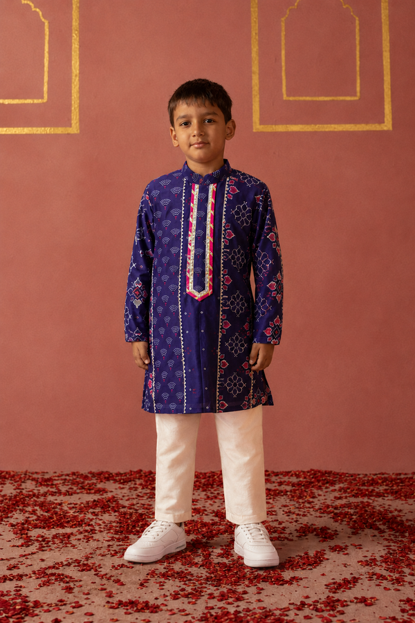 Purple Chanderi Gota Kurta Pj