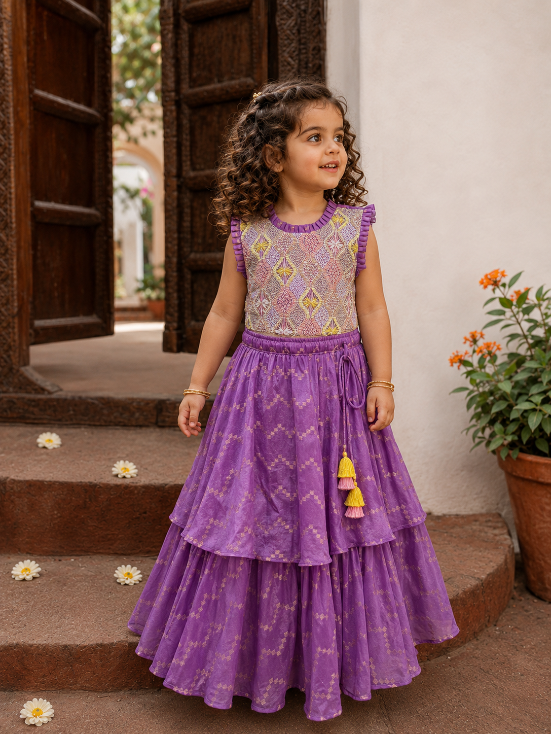 Lavender Halter lehenga