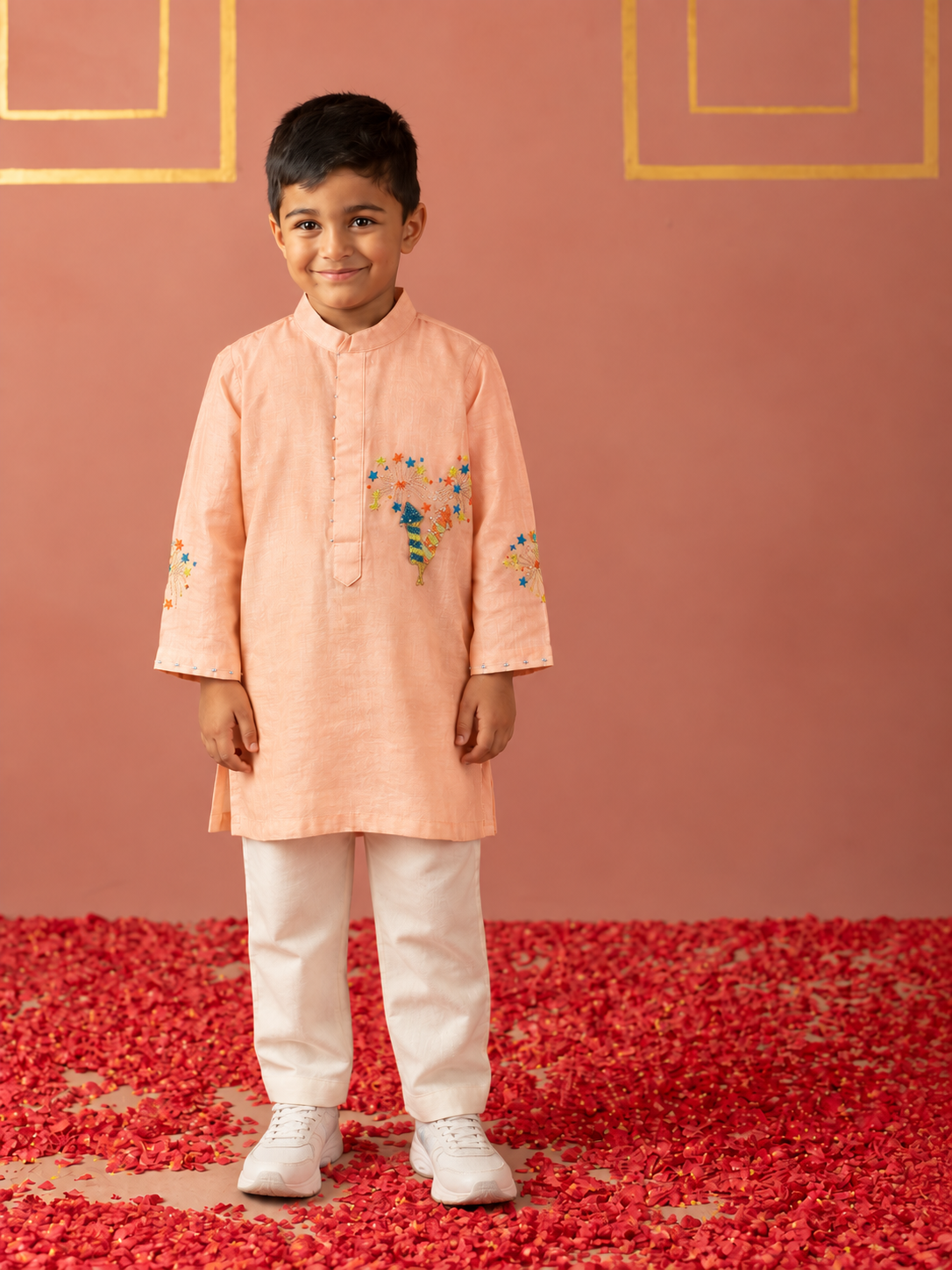 Peach Pataka Kurta Pj