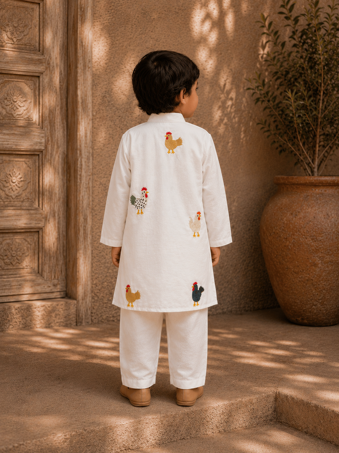 White Murga Embroidered Kurta Set
