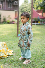 Mint Tiger Print kurta and Patiala