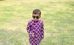 Elegant Purple Front Open Asymmetric Sherwani And Pyjama