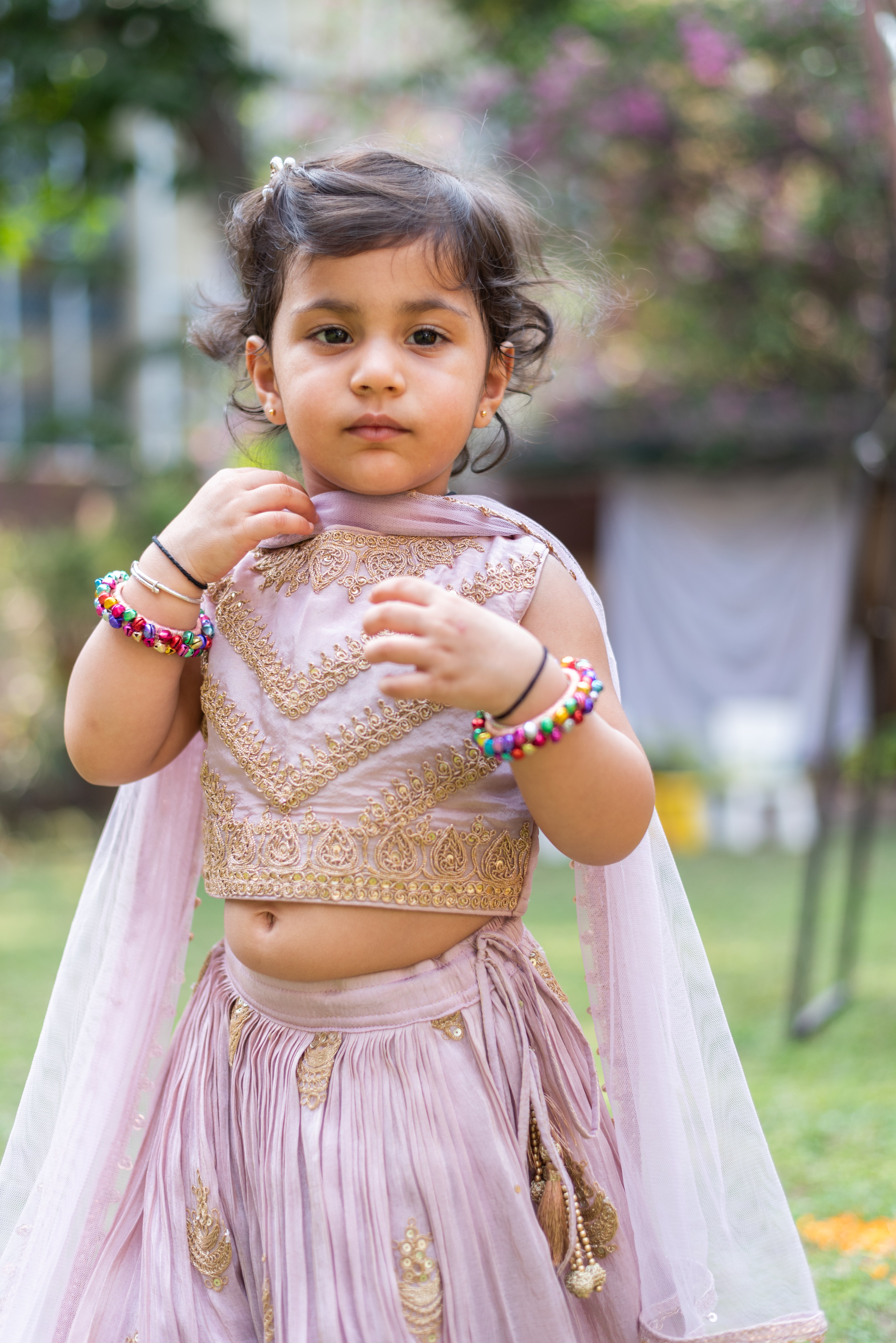 Thread And Sequins Embroidered Top And Lehenga