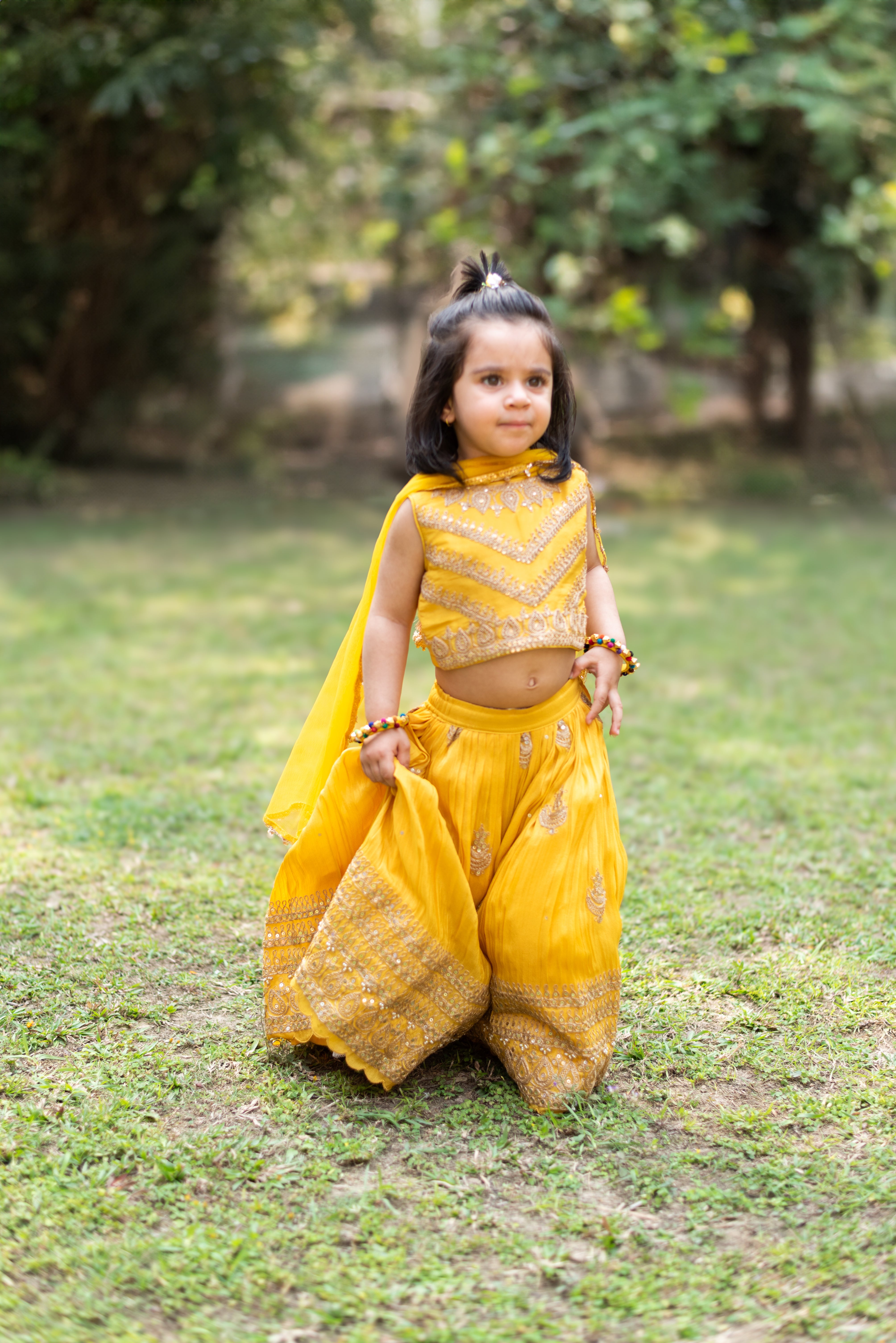 Thread And Sequins Embroidered Top And Lehenga