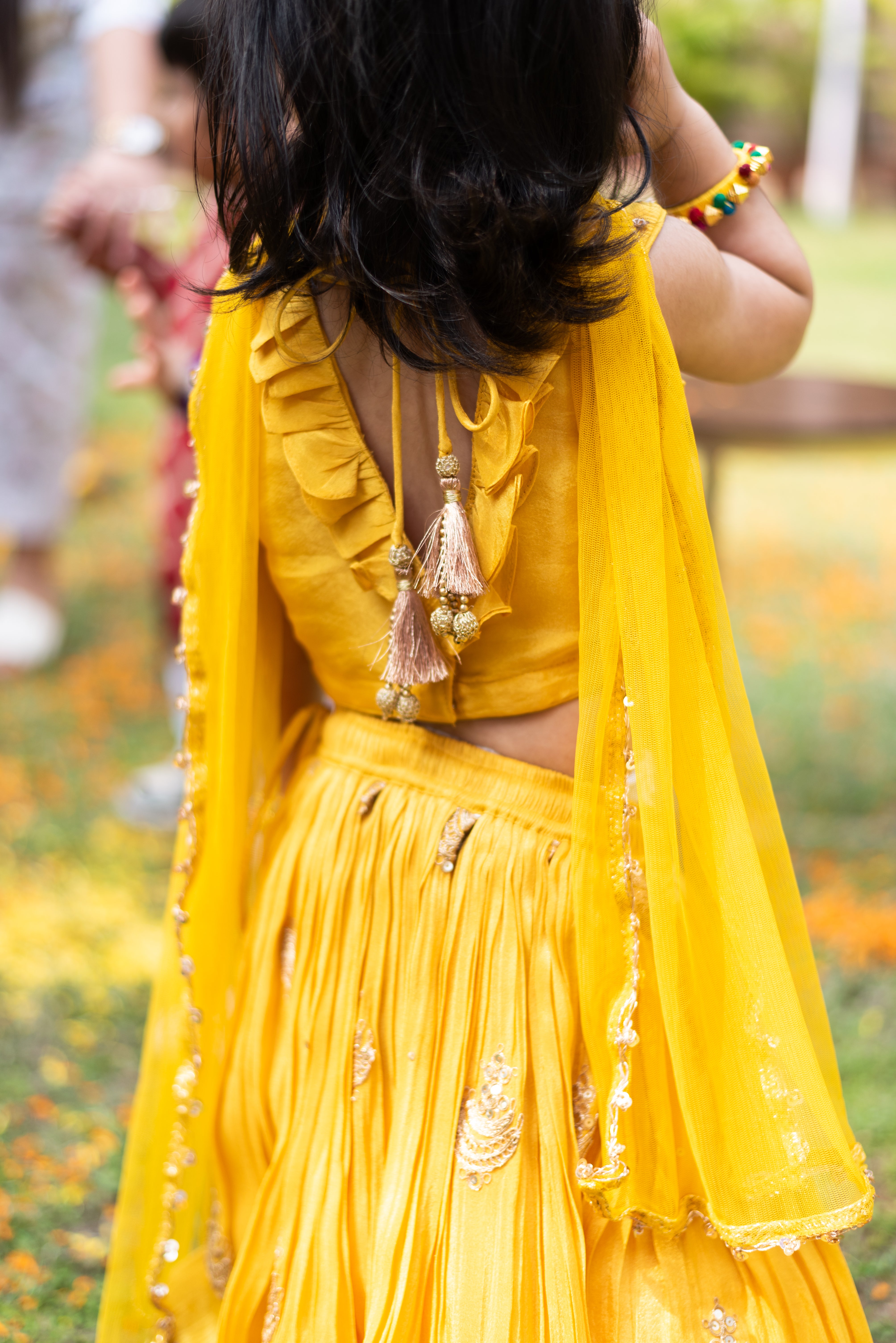 Thread And Sequins Embroidered Top And Lehenga