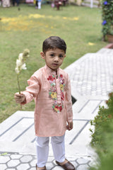 Sequins and Flower embroidered Kurta Pyjama set