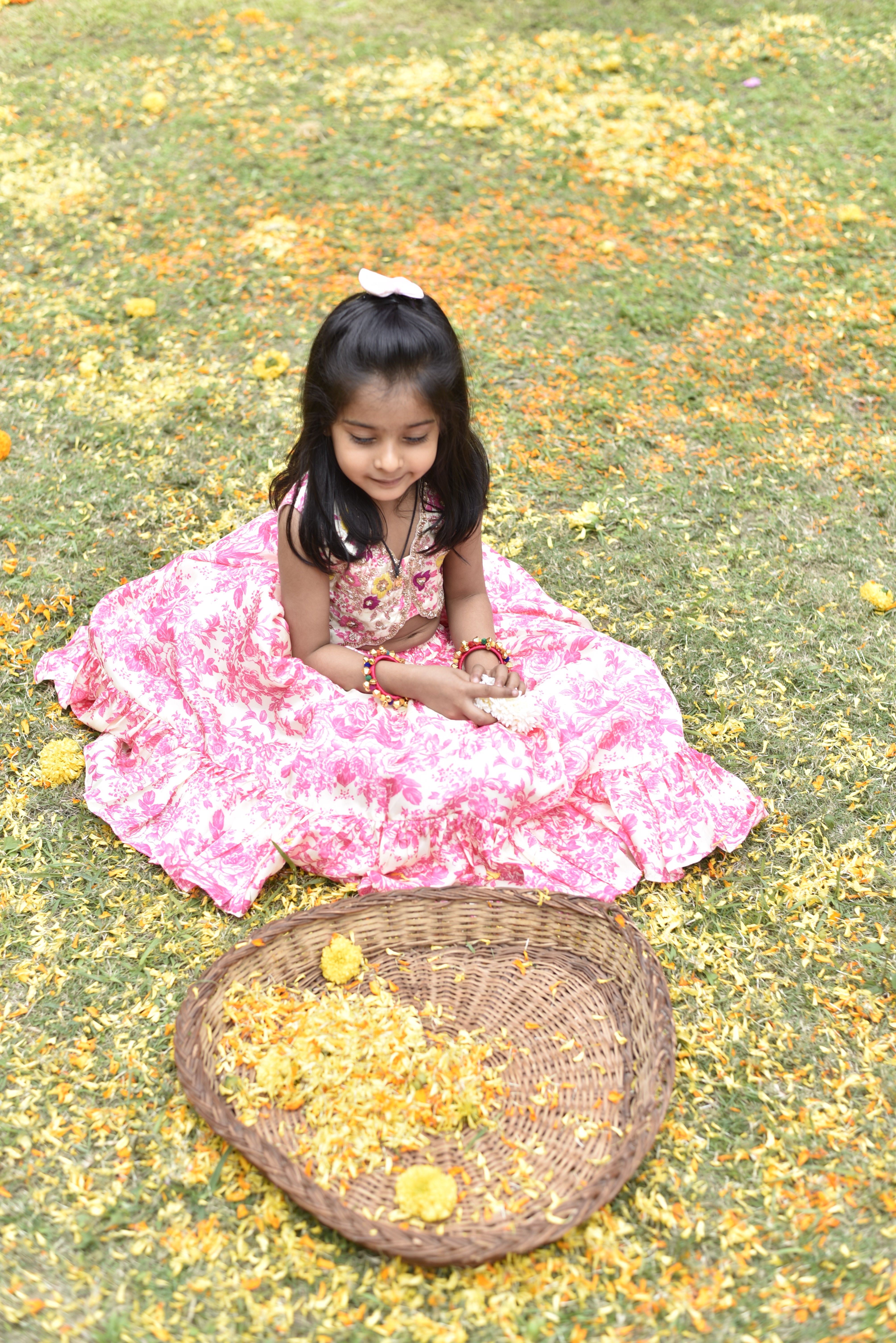 Sleeveless Pink Embroidered Top And Ruffle Hem Pink Lehenga