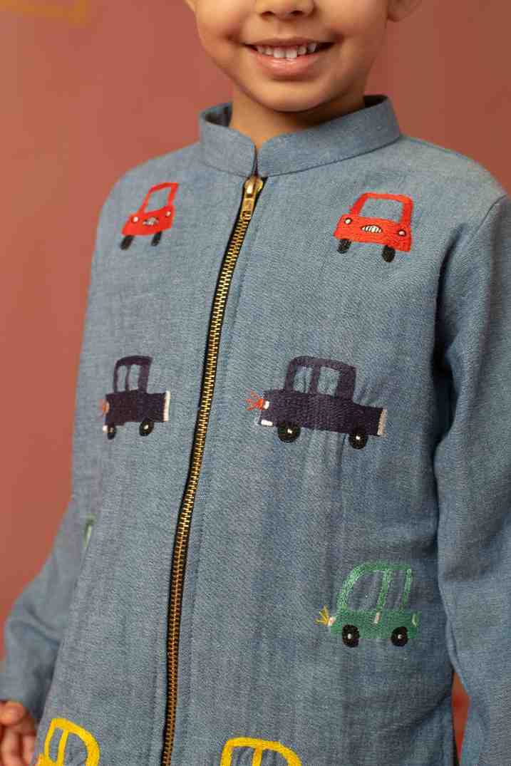 Car Embroidered Kurta Set