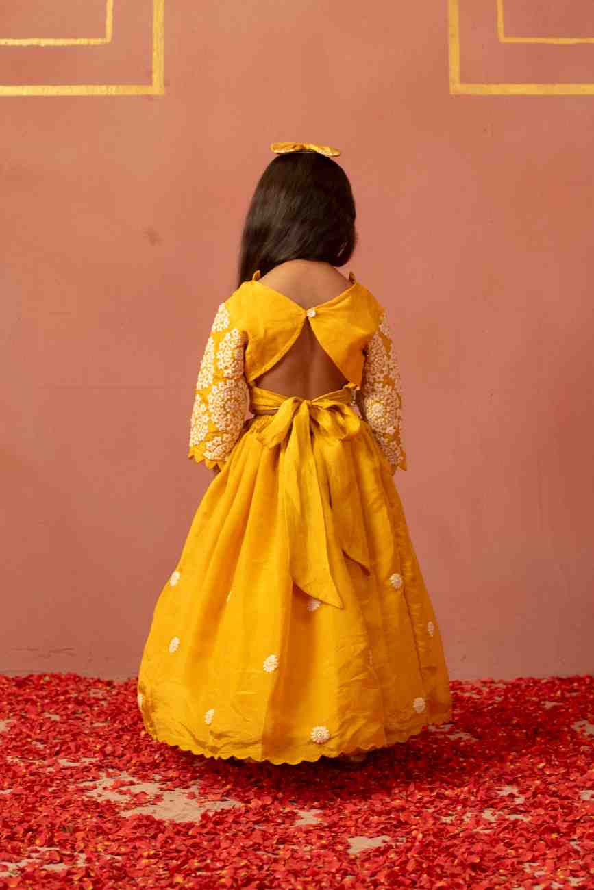 Mustard Thread Work Lehenga