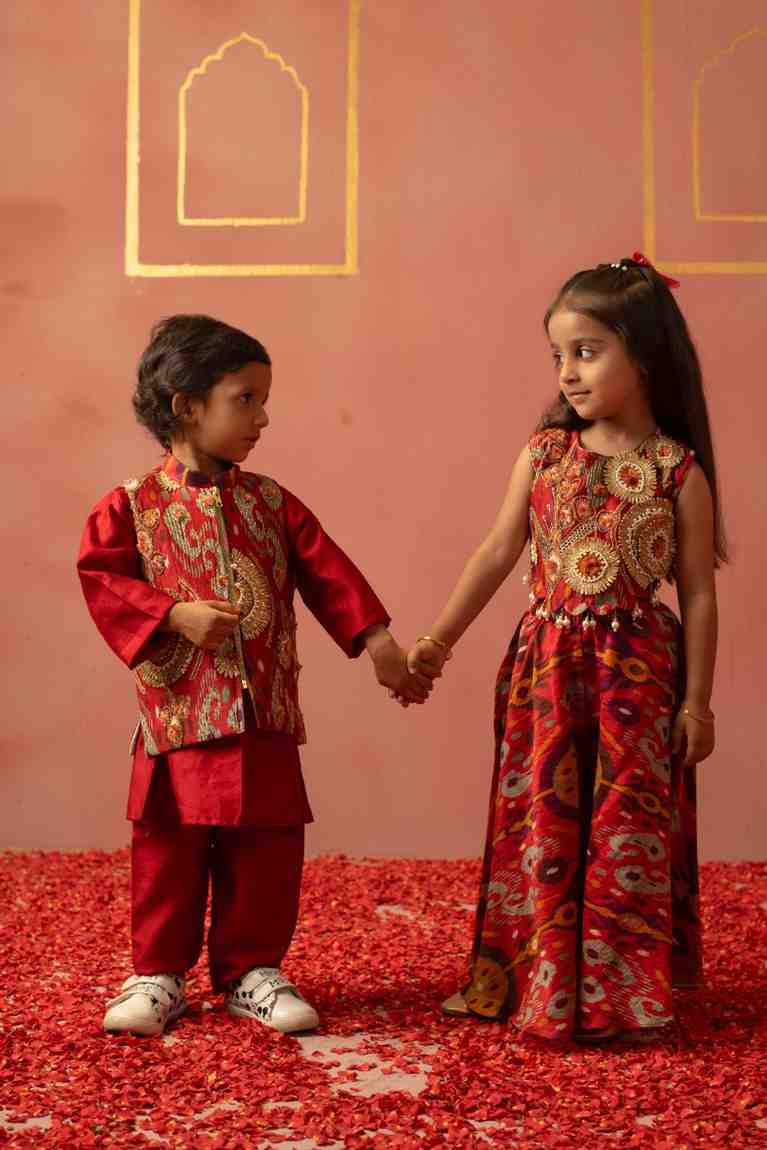 Red Ikat Top and Flare Pant