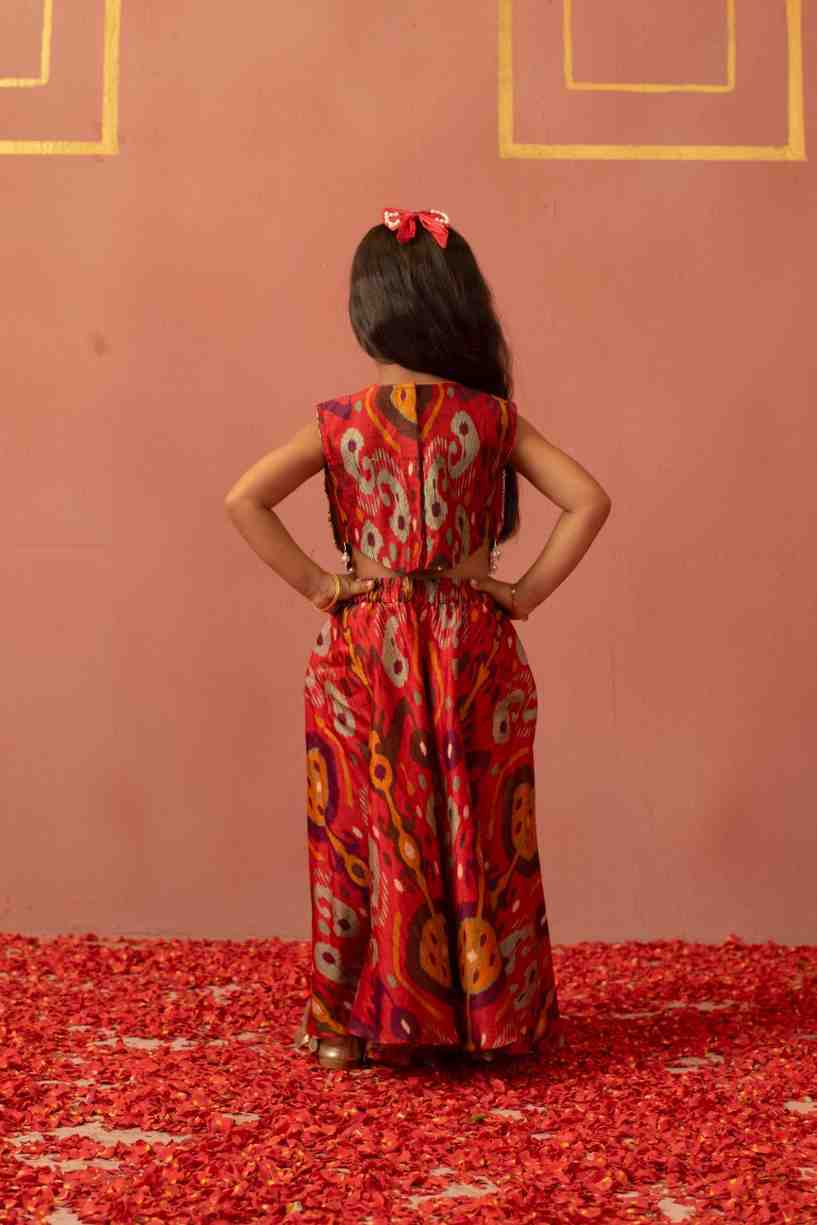 Red Ikat Top and Flare Pant