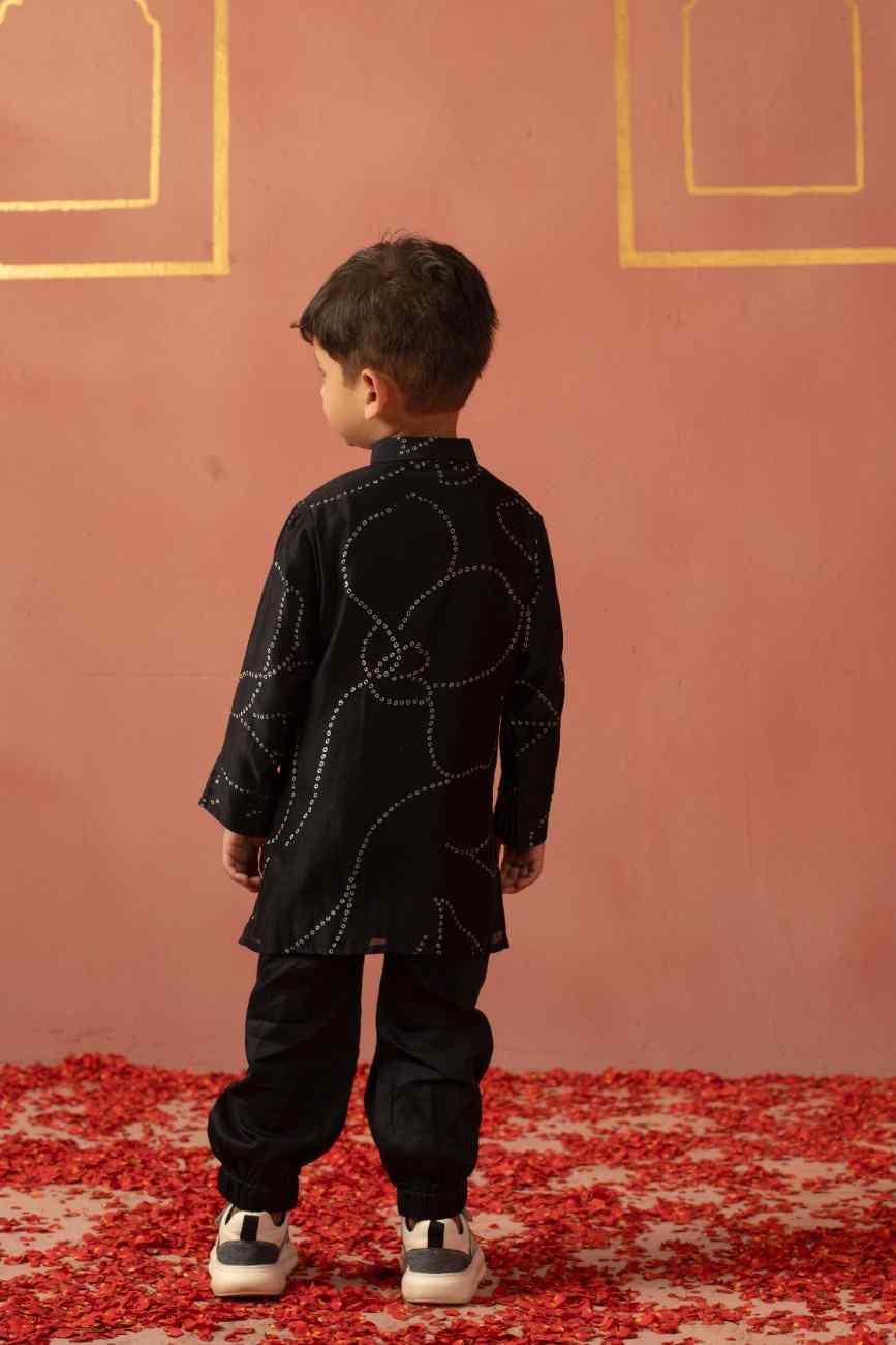 Black Bandhej Kurta Set