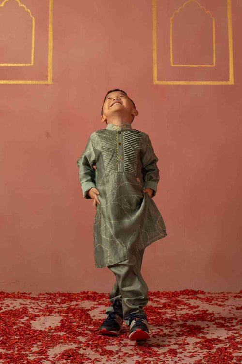 Mint Bandhej Kurta Set