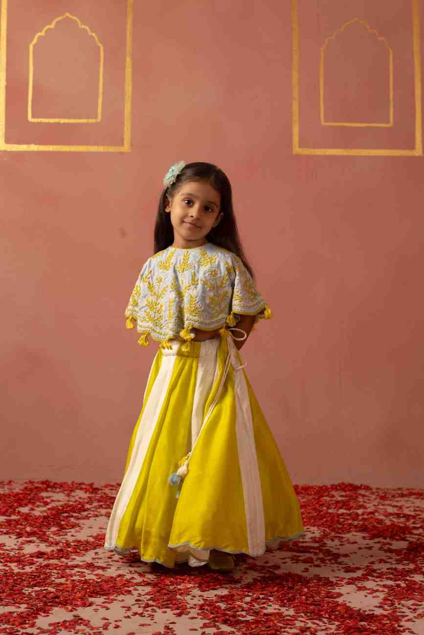 Floral Poncho and Ghaghra