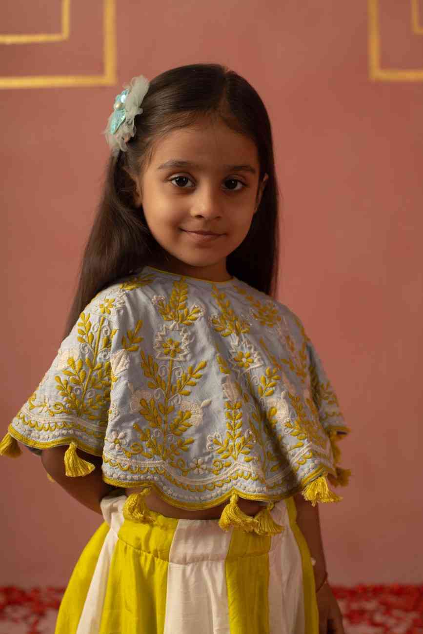 Floral Poncho and Ghaghra