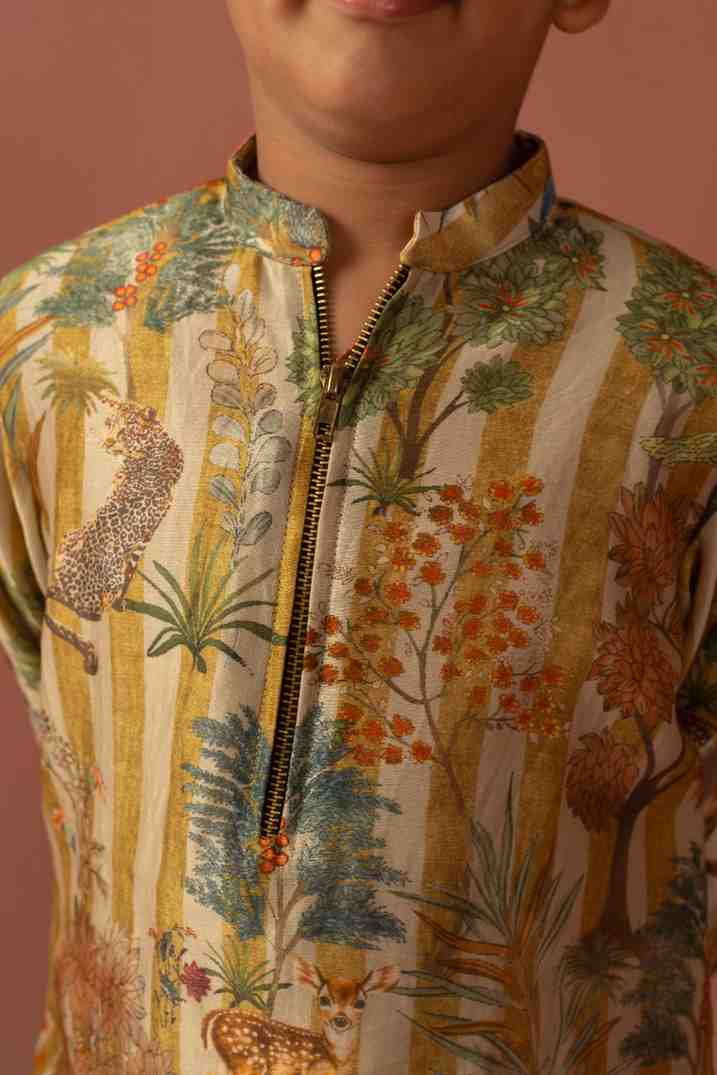 Mustard Animal Kurta Set