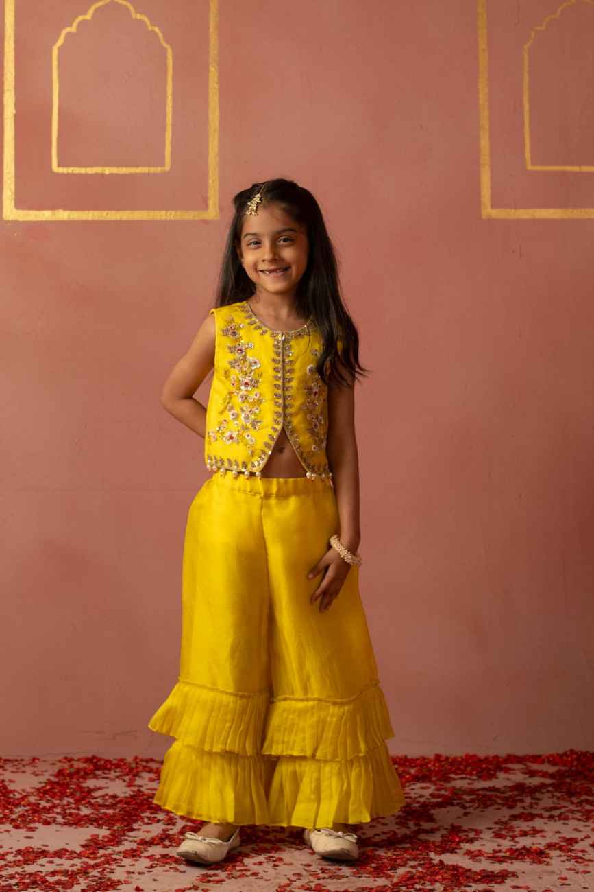 Yellow Floral Sharara Set
