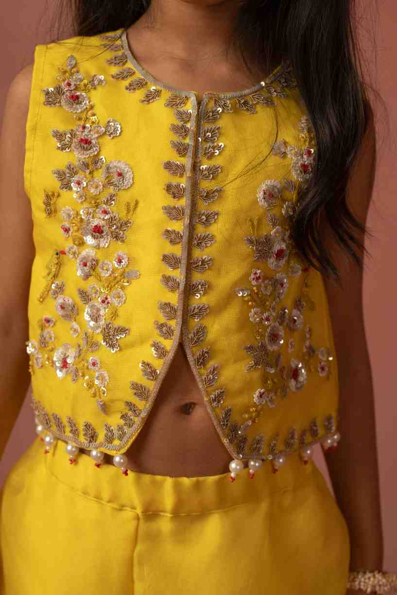 Yellow Floral Sharara Set