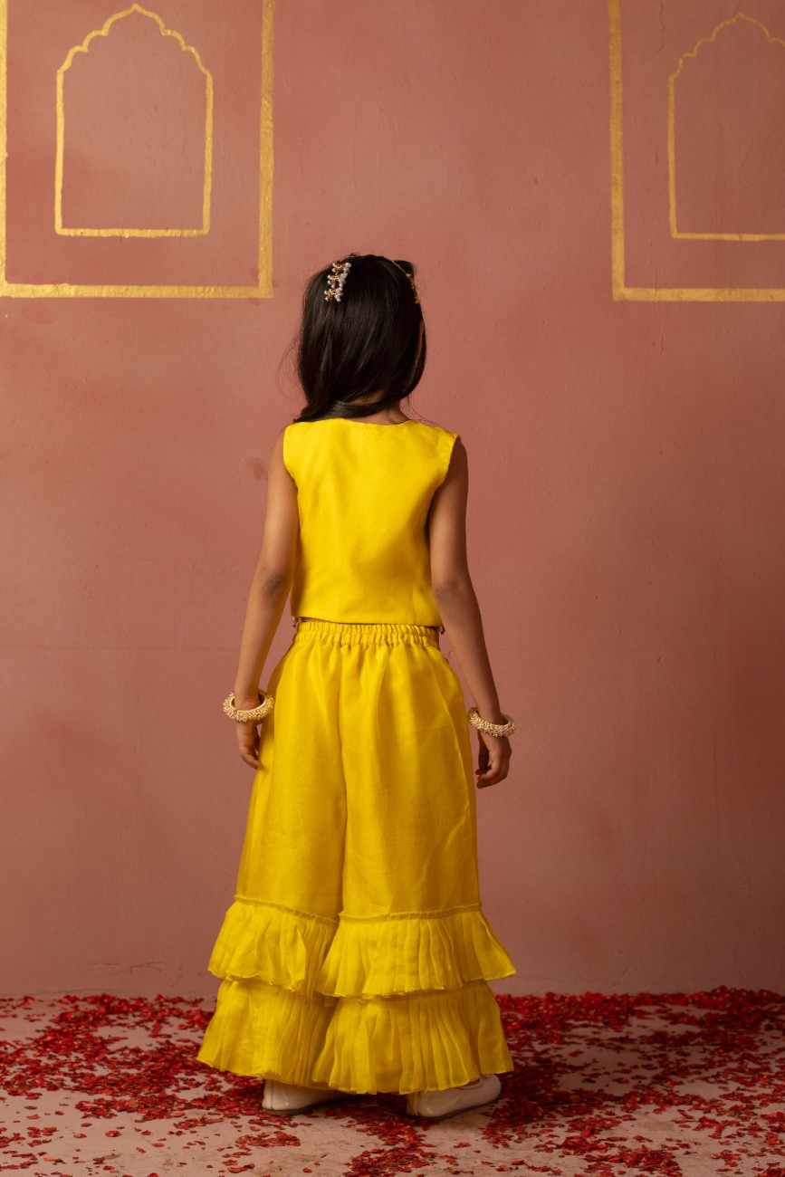 Yellow Floral Sharara Set