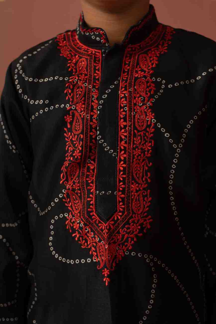 Black Bandhej Kurta Set