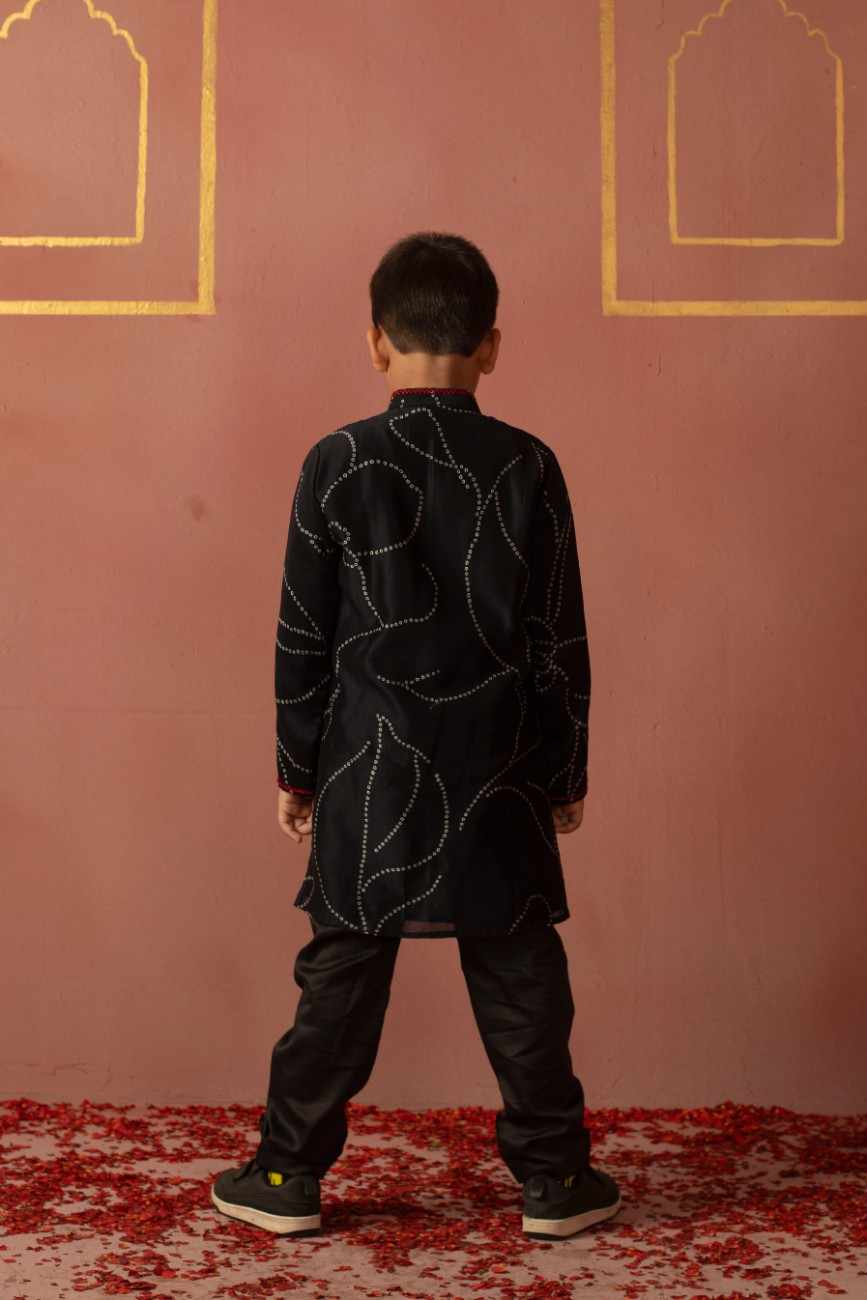 Black Bandhej Kurta Set