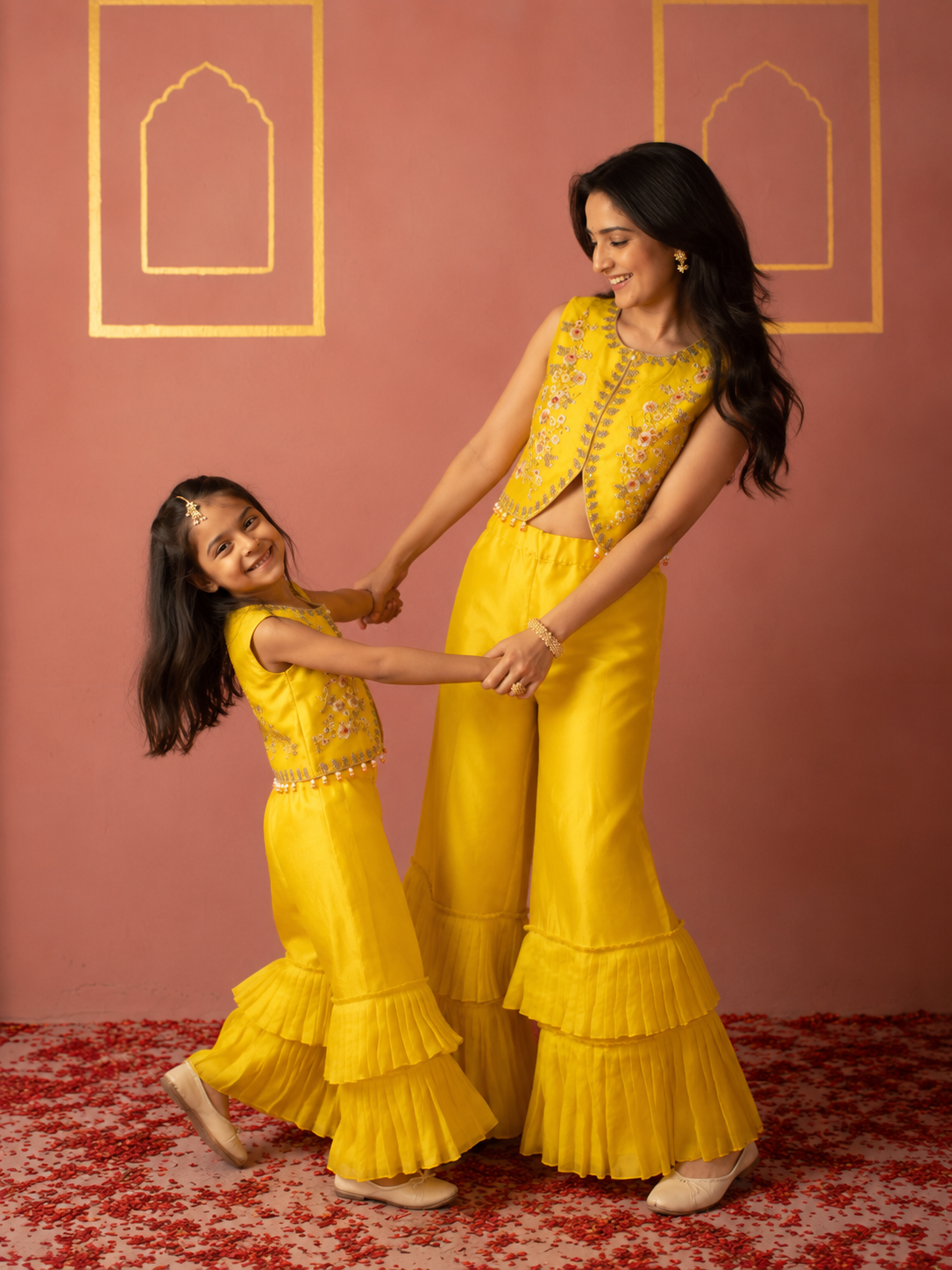 Yellow Floral Sharara Set