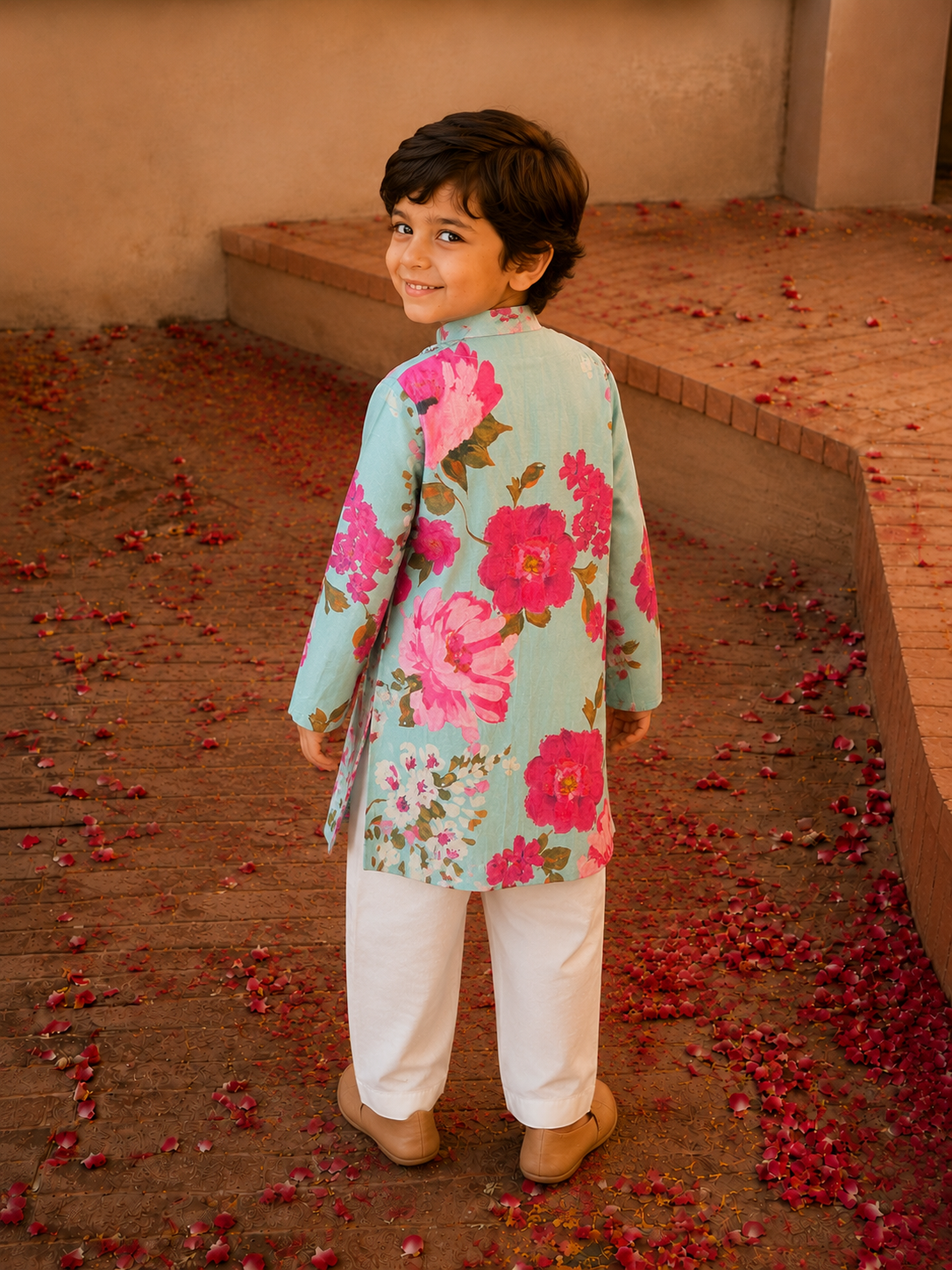 Mint Floral Printed Kurta