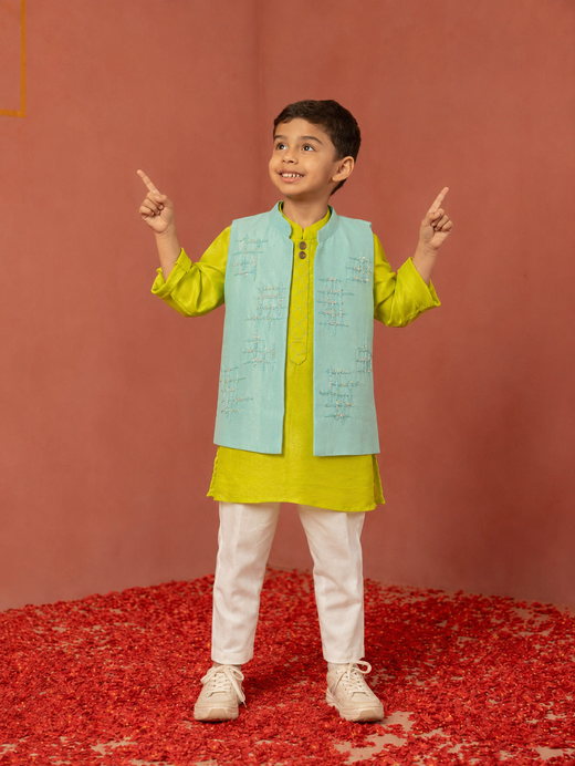 Father's - Lime and Sea green jacket Set