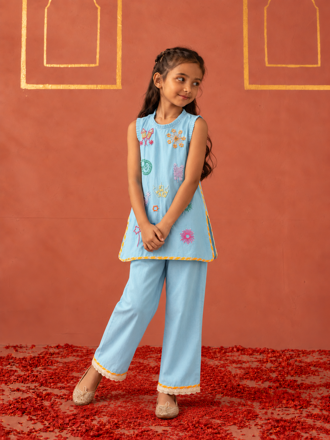Blue Pataka Kurta and Pants