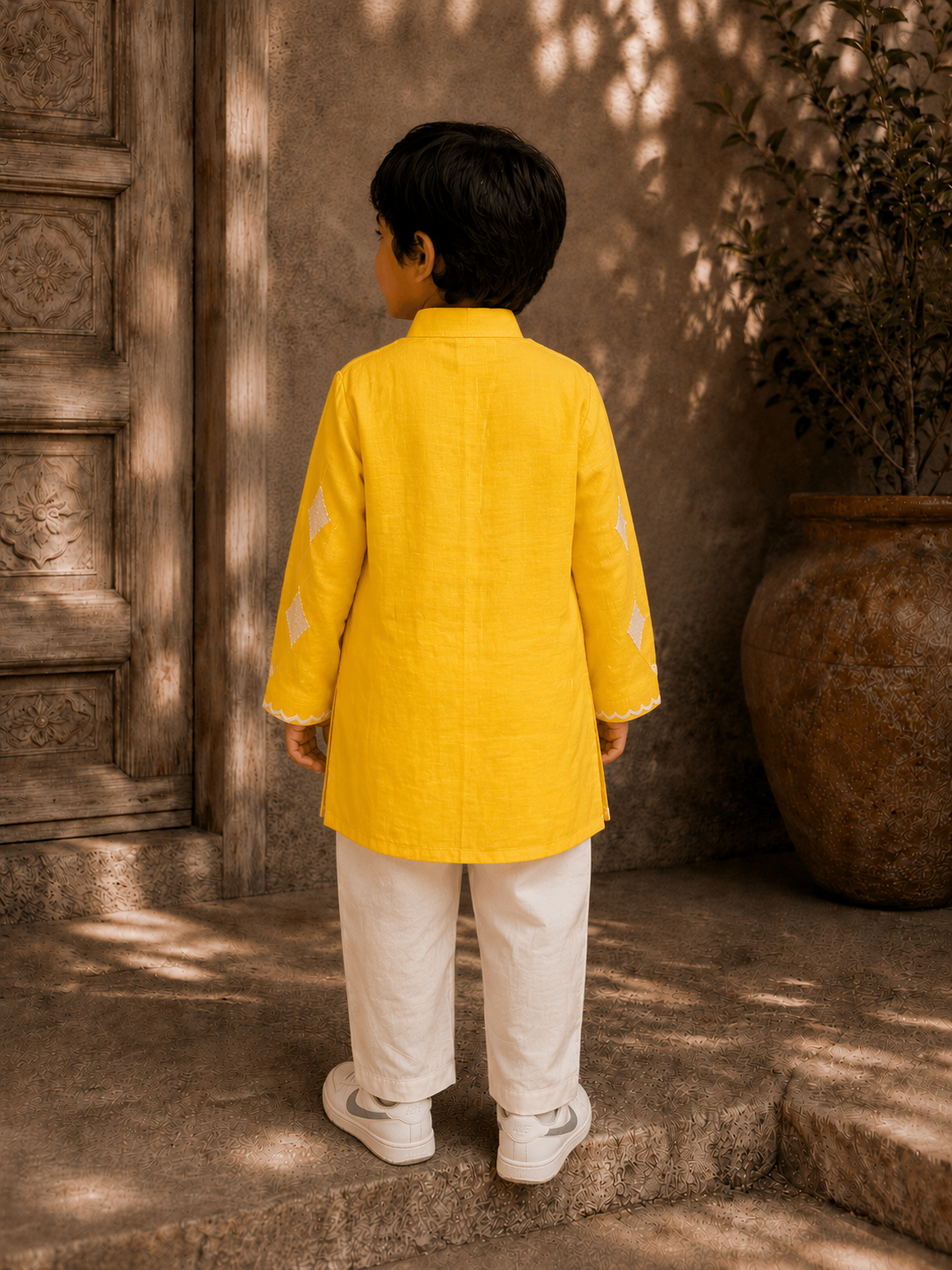 Yellow Diamonds Thread Kurta Set