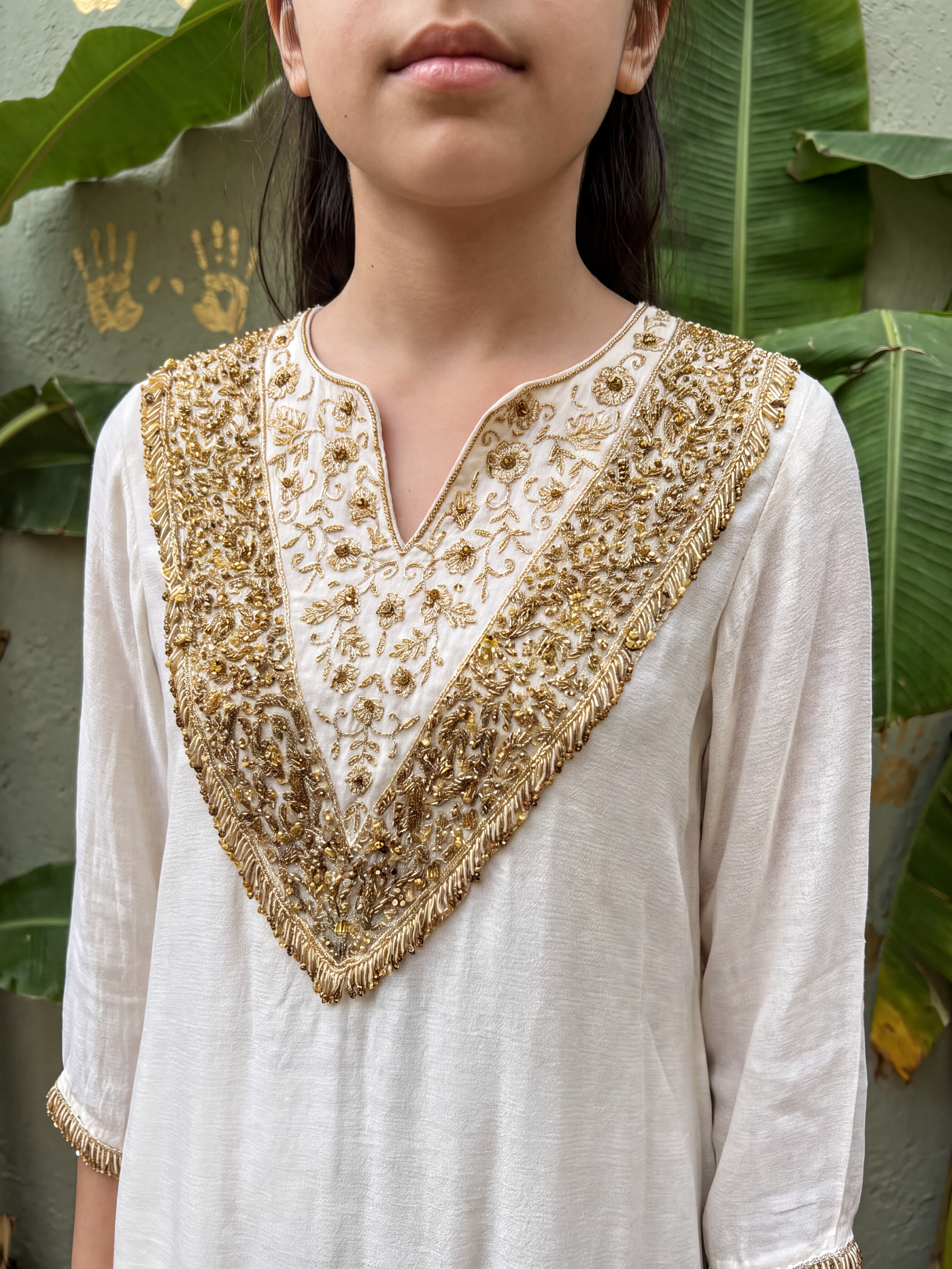 Embellished Kurta and Crush Pants