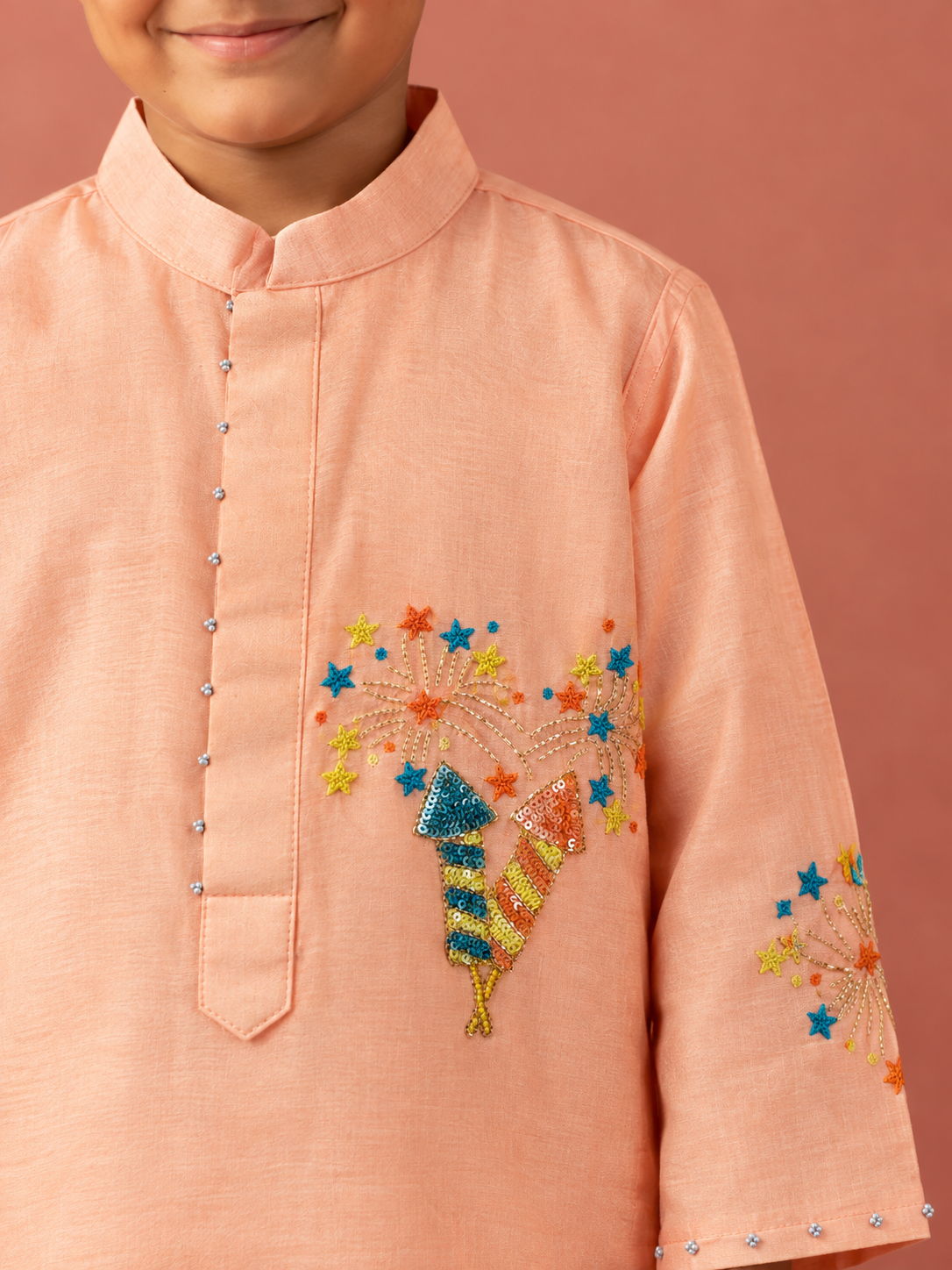 Peach Pataka Kurta Pj