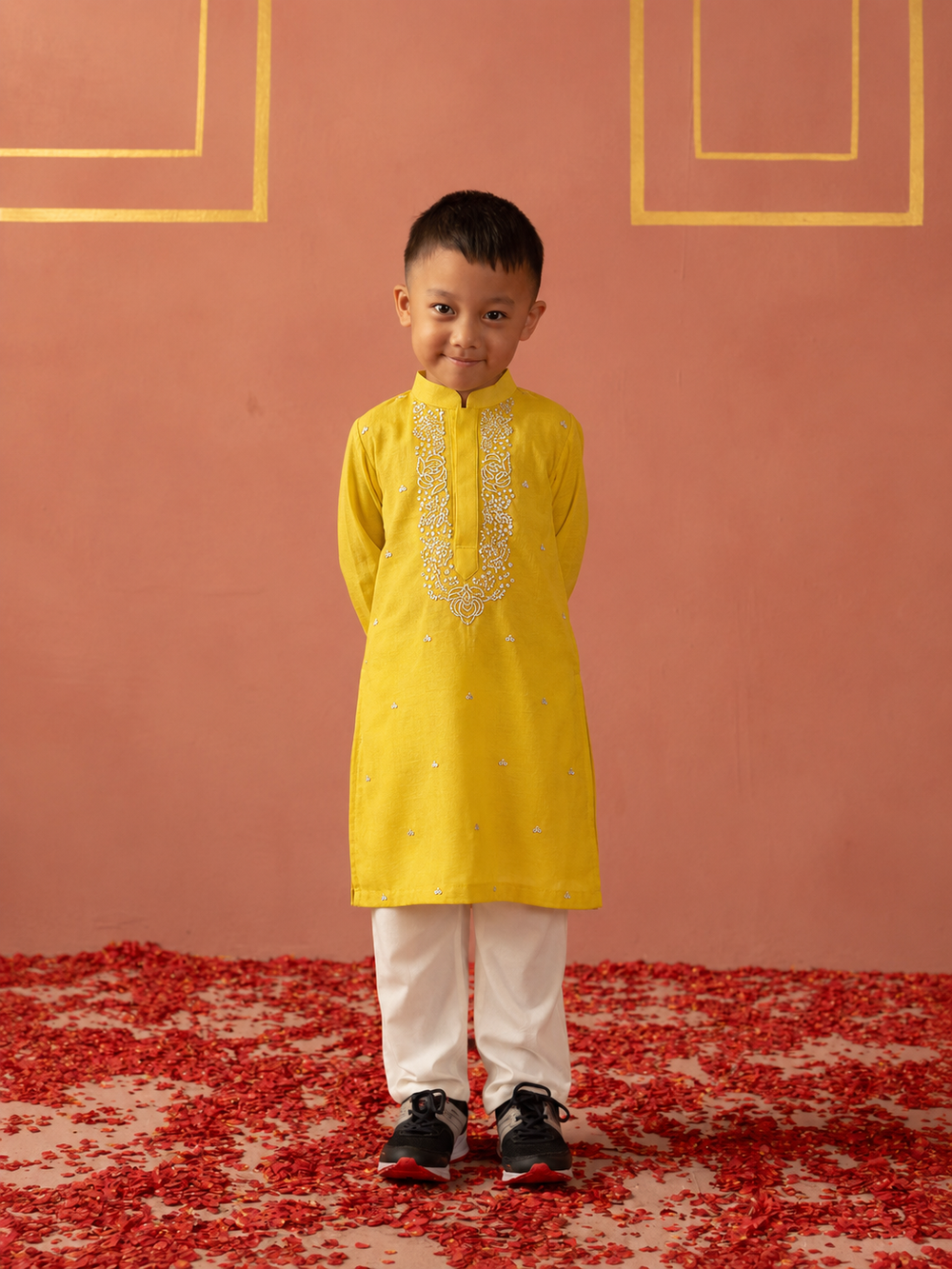 Yellow Moti Embroidered Kurta Pj